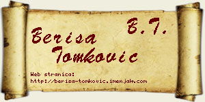Beriša Tomković vizit kartica